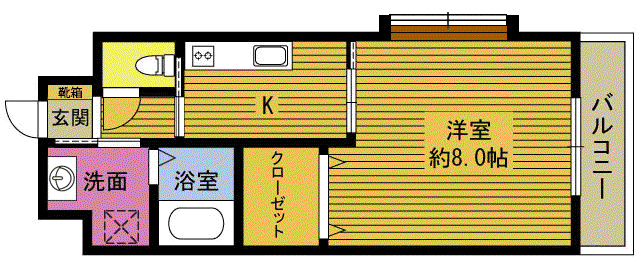 サニーサイド21(1K/3階)の間取り写真