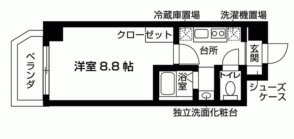 ル・シャンテDII(1K/1階)の間取り写真