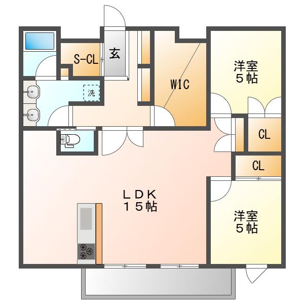 MOTHER1(2SLDK/2階)の間取り写真