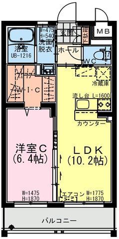 VICTORY LEAP(1LDK/5階)の間取り写真