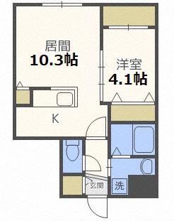 シマン美園(1LDK/3階)の間取り写真