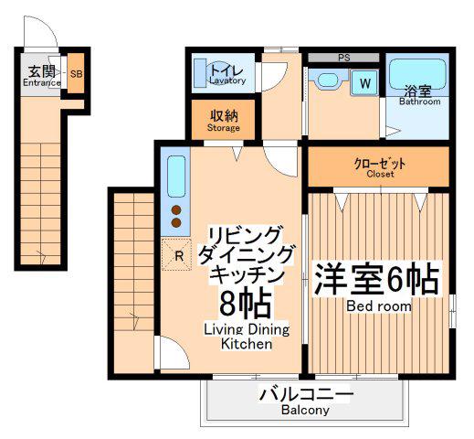 アムールさくら(1LDK/2階)の間取り写真