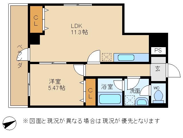 フェリスポート越谷(1LDK/4階)の間取り写真