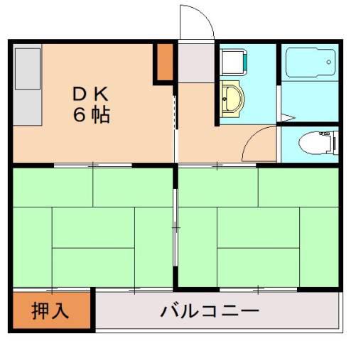 二葉コーポ(2DK/3階)の間取り写真