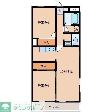 ル・パルフェ弐番館(2LDK/1階)の間取り写真