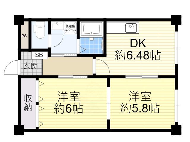 エヴァ―マンション(2DK/1階)の間取り写真