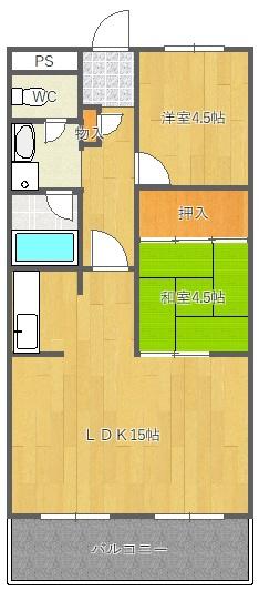 南千里OMパレス(2LDK/2階)の間取り写真