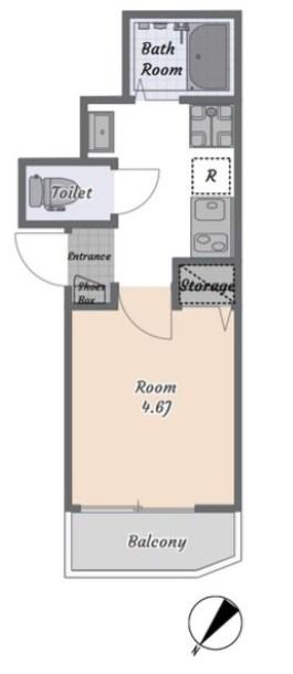 グランカーサ高砂(1K/3階)の間取り写真