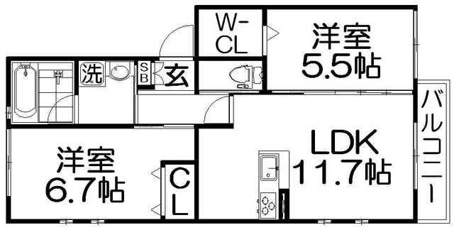 ルシアコート東雲(2LDK/1階)の間取り写真