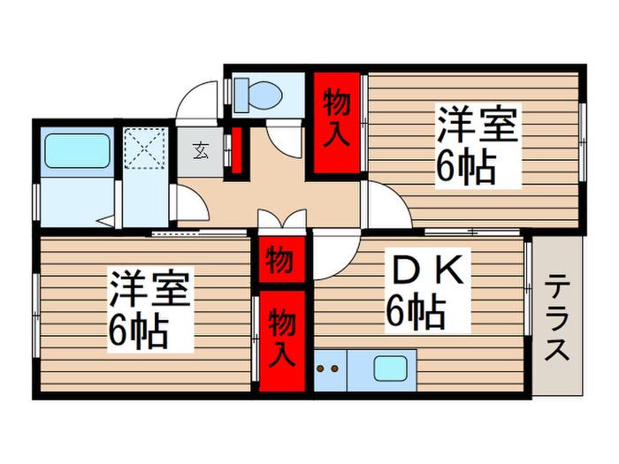 パレスアンフィーニ(2DK/1階)の間取り写真