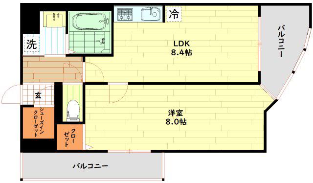 カスタリア新梅田(1LDK/8階)の間取り写真