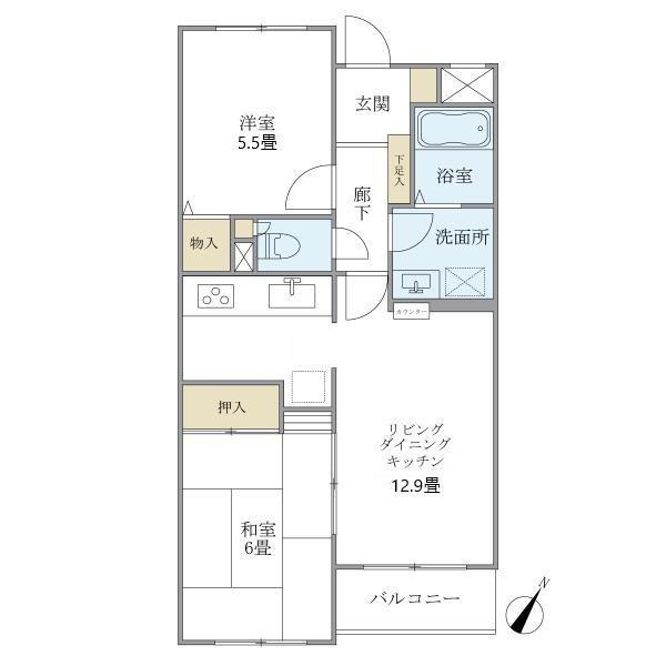 クレールベール碑文谷(2LDK/1階)の間取り写真