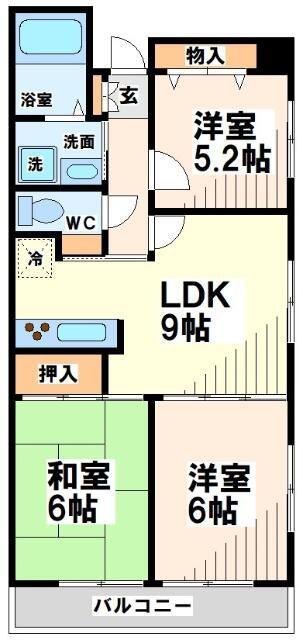 メインステイ関町(3LDK/3階)の間取り写真