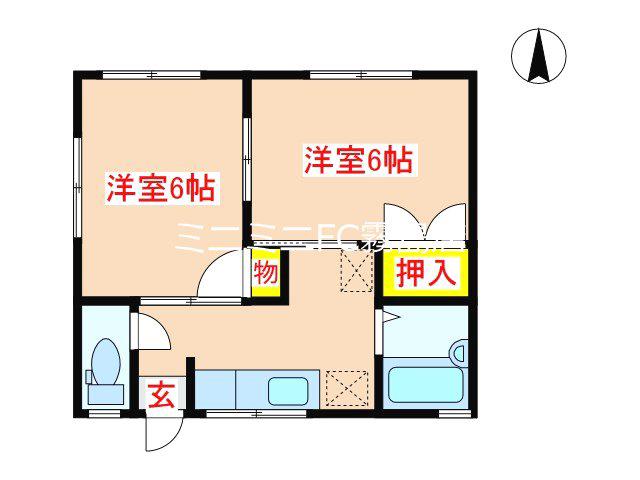 ガーデンプレイス住吉(2DK/2階)の間取り写真