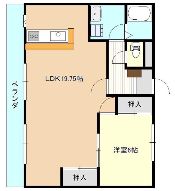 松の杜パークレジデンス(1LDK/1階)の間取り写真