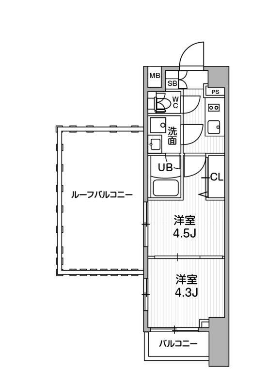 SYFORME西小山(2K/6階)の間取り写真