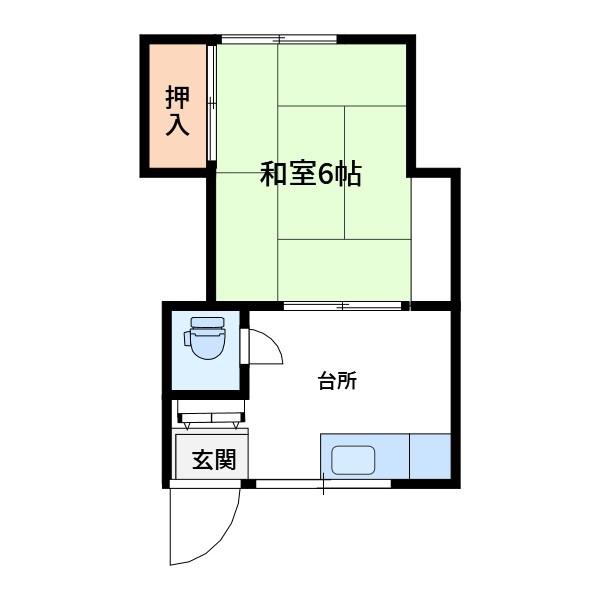 田口荘(1K/2階)の間取り写真