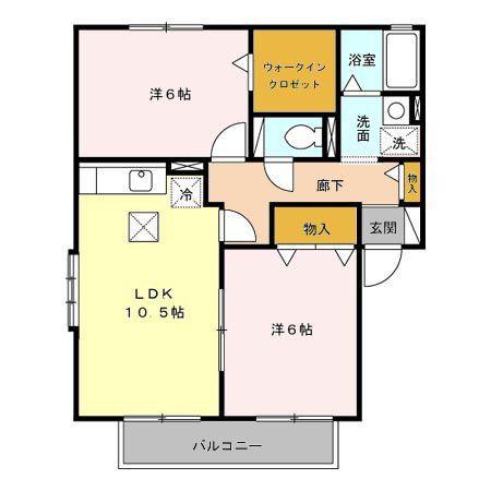 カーサ羽黒 A・B(2LDK/1階)の間取り写真