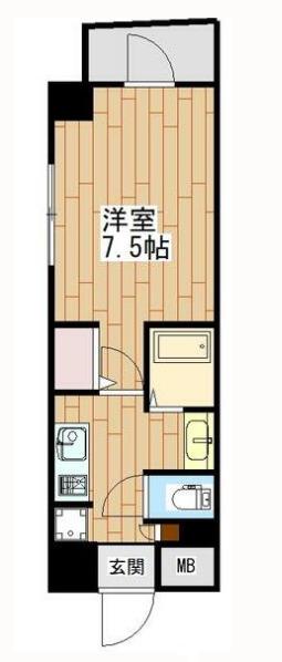 ジーヒルズ中町(1K/8階)の間取り写真