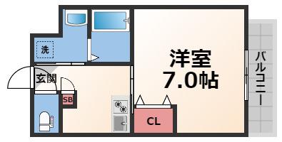 PARK HILLS 今里 NOA(1K/2階)の間取り写真
