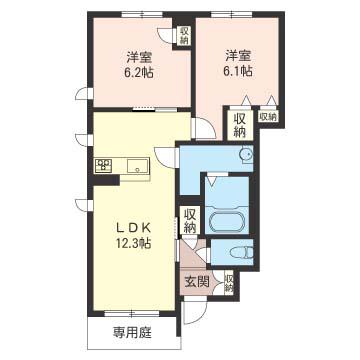 シャーメゾンソアレA(2LDK/1階)の間取り写真