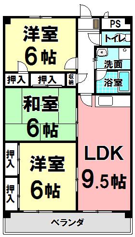 メゾン・ド・フルール(2LDK/1階)の間取り写真