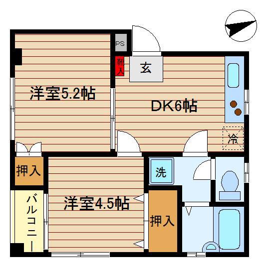 メゾンセードル(2DK/1階)の間取り写真