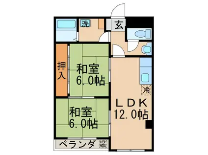 桜町ハイツ(2LDK/3階)の間取り写真