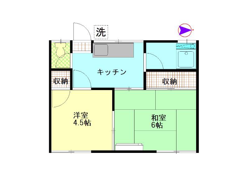 弥生ハイツ(2K/2階)の間取り写真