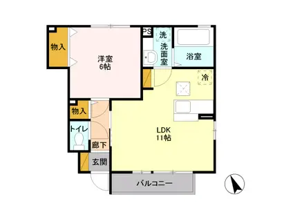 クレール・パレB(1LDK/1階)の間取り写真