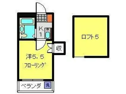 ブルーハイム駒岡(1K/2階)の間取り写真