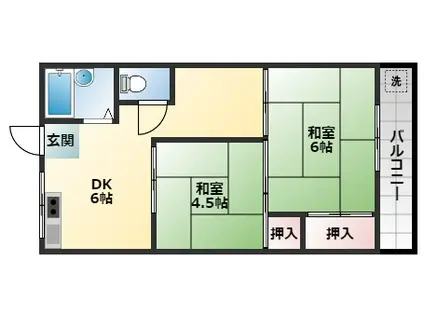 湯谷マンションC棟(2DK/3階)の間取り写真