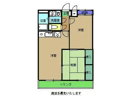 サウス・エンジェル(2LDK/2階)の間取り写真