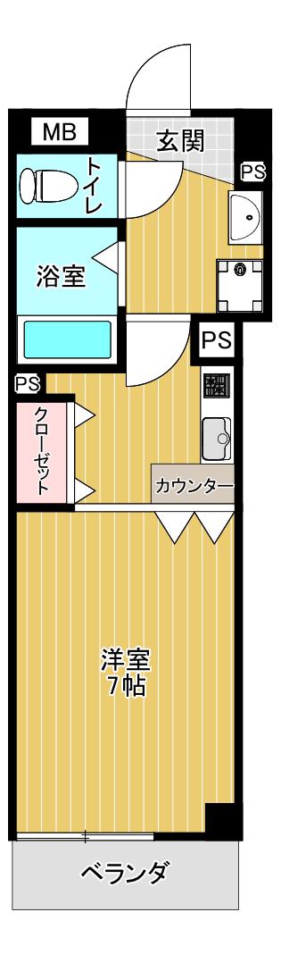 ポコアポコ明石鍛冶屋町V番館(1K/4階)の間取り写真