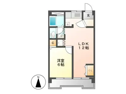 メゾン武田(1LDK/4階)の間取り写真