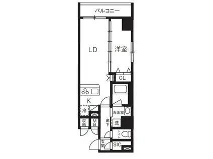 台東区竜泉1丁目マンション(1LDK/11階)の間取り写真