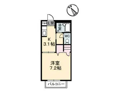 カーサKAWAUTI(1K/2階)の間取り写真
