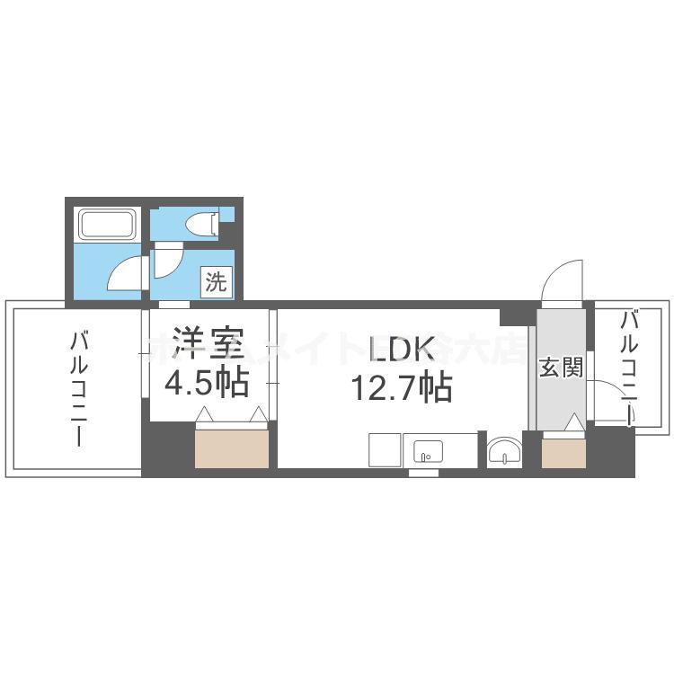 ブリリアントコートクラージュ(1LDK/5階)の間取り写真