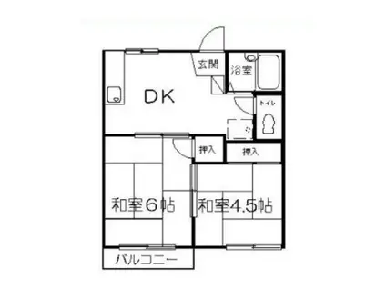 コーポひろえ(2DK/1階)の間取り写真
