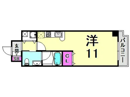 カスタリア三宮(ワンルーム/6階)の間取り写真
