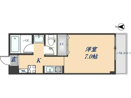 ドムスOGAWA(ワンルーム/3階)の間取り写真
