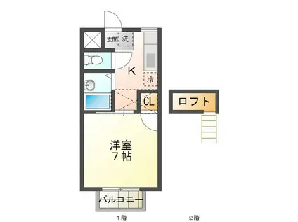 ドリーム2(1K/1階)の間取り写真