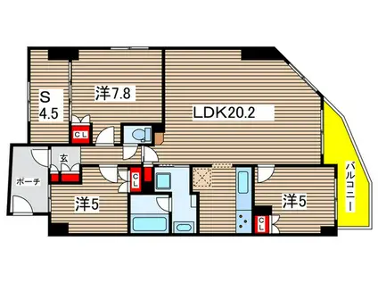 サンクレイドル千葉登戸スカイレジデンス1303(3SLDK/13階)の間取り写真
