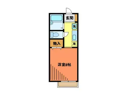 ジュネスヤマモト(1K/2階)の間取り写真