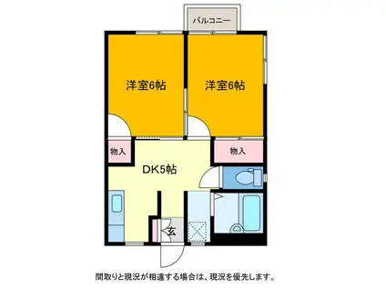 グリーンハウスII(2DK/1階)の間取り写真