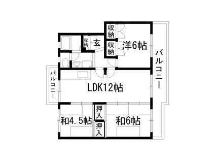 中山五月台14号棟(3LDK/4階)の間取り写真