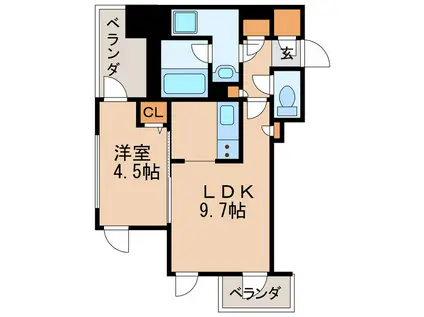 プレミアムコート葵(1LDK/14階)の間取り写真