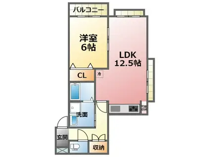 甲子園六番館(1LDK/1階)の間取り写真