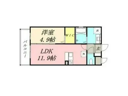 ヒューセック壱番館(1LDK/2階)の間取り写真