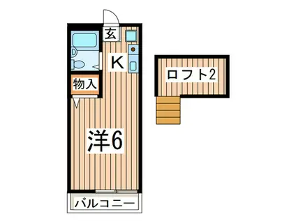 ハイムアミ(1K/2階)の間取り写真